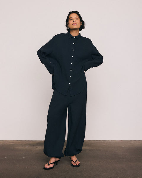 Double Cotton Pant in Navy