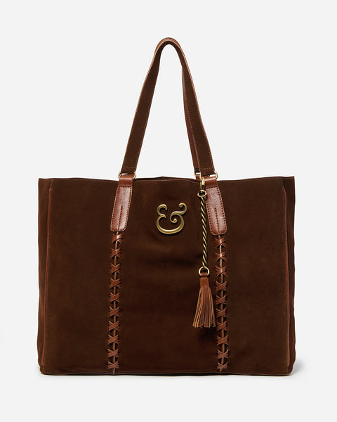 Siena Suede Tote in Chocolate