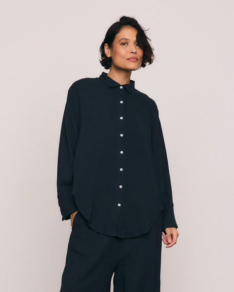 Double Cotton Shirt in Navy