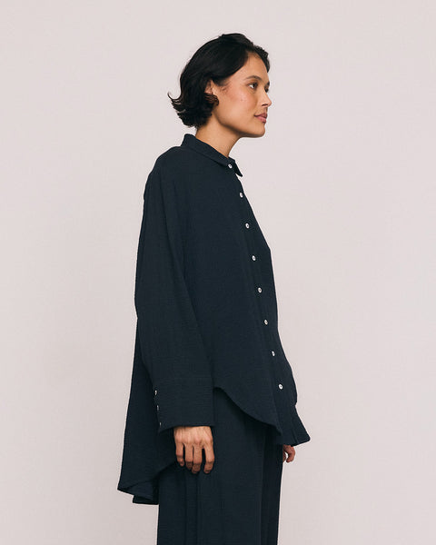 Double Cotton Shirt in Navy