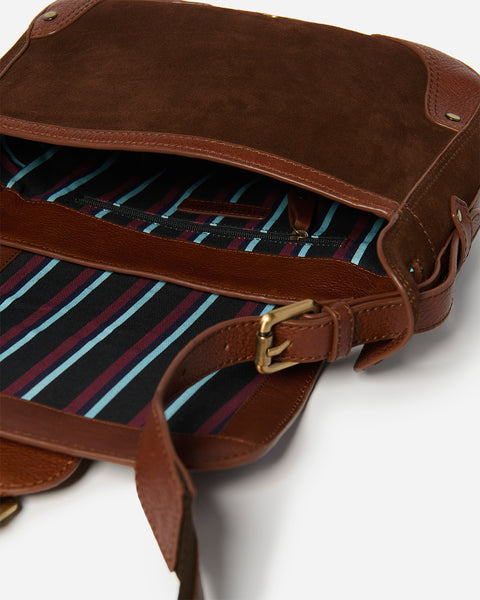 Eden Suede Handbag in Chocolate Spliced