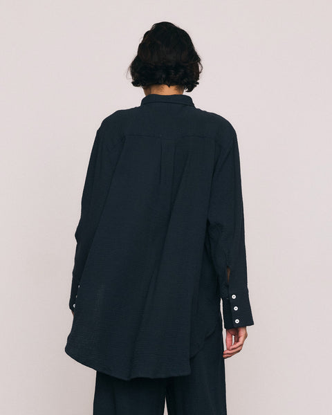 Double Cotton Shirt in Navy