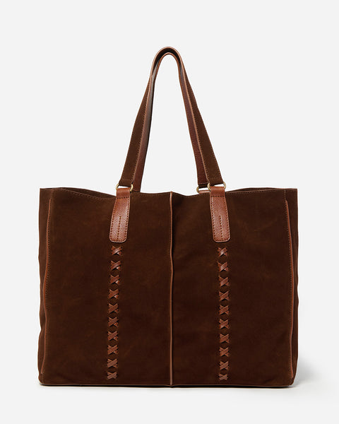 Siena Suede Tote in Chocolate