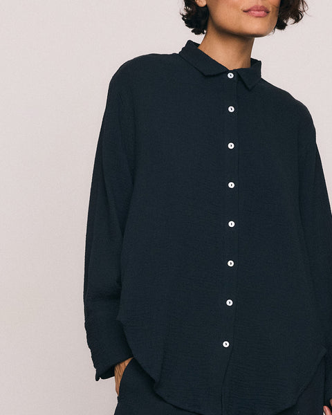 Double Cotton Shirt in Navy
