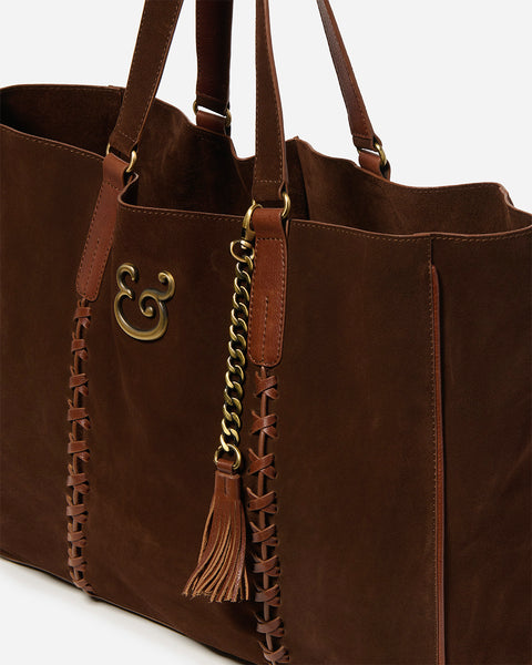 Siena Suede Tote in Chocolate