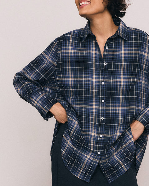 Check Flannelette Shirt in Navy