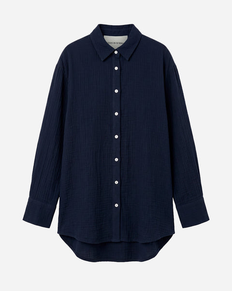 Double Cotton Shirt in Navy