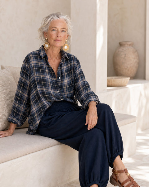 Check Flannelette Shirt in Navy