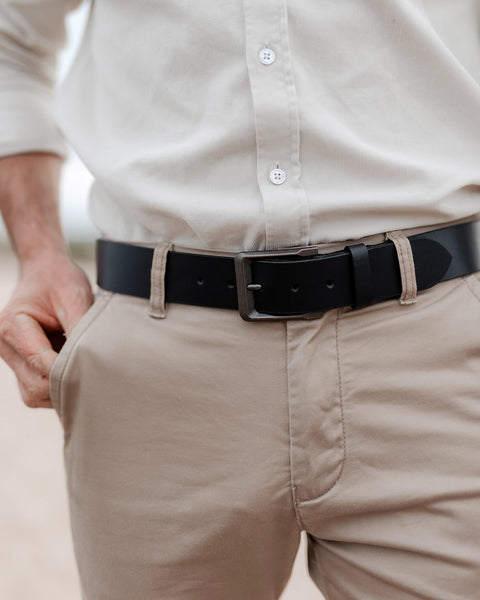 Man wearing a black belt