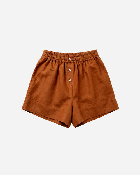 Textured Linen Short in Tobacco