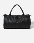 Black Leather Weekender Duffle Bag 