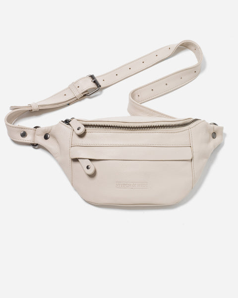 Hip Bag, Cross Body Bag, White Leather