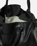 Black Leather Weekender Duffle Bag