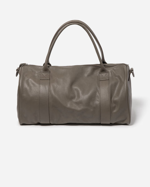 Dark Grey Leather Duffle Bag