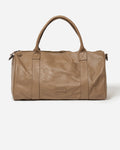 Light brown Leather Weekender Duffle Bag 
