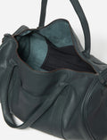 Navy Leather Weekender Duffle Bag
